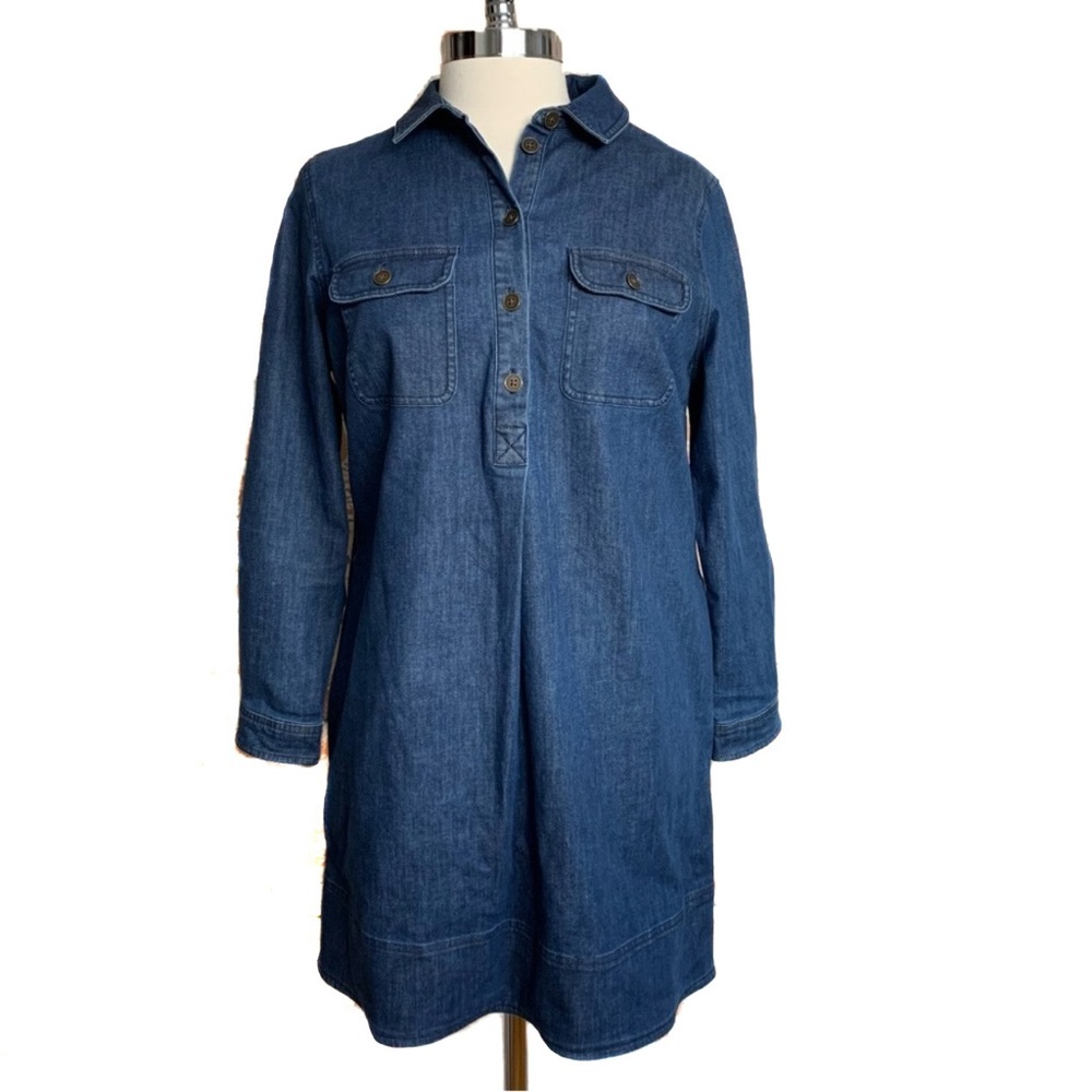 Boden Denim Dress Shirtdress Blue Pockets Size 10P like-new condition